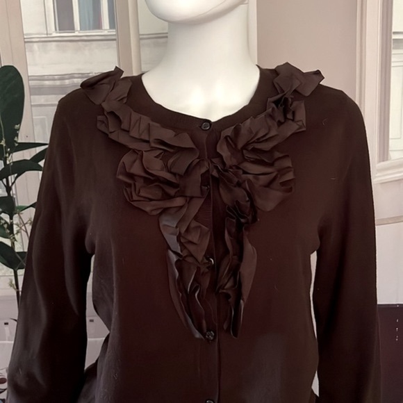 Jones N Y Sport Brown Buttoned Front Long Sleeves Cardigan. Size L. P63/A2300 - Picture 1 of 5